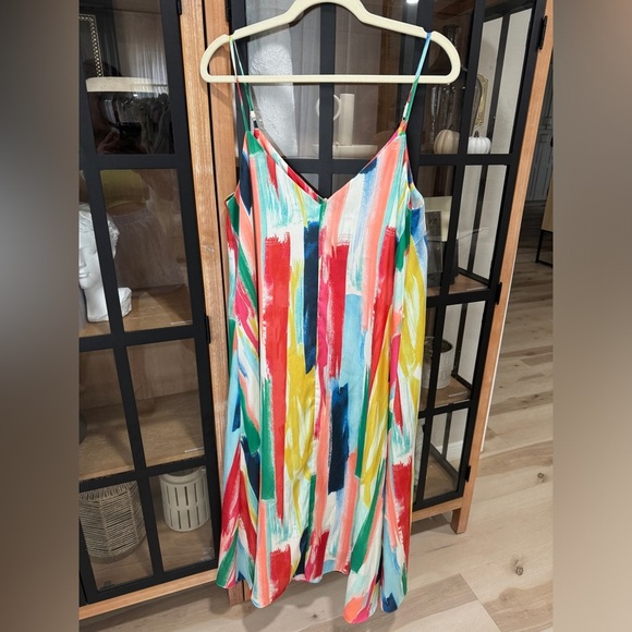 Anthropologie MILLY Becca Watercolor Brushstroke Dress midi maxi a-line colorful - Picture 2 of 13